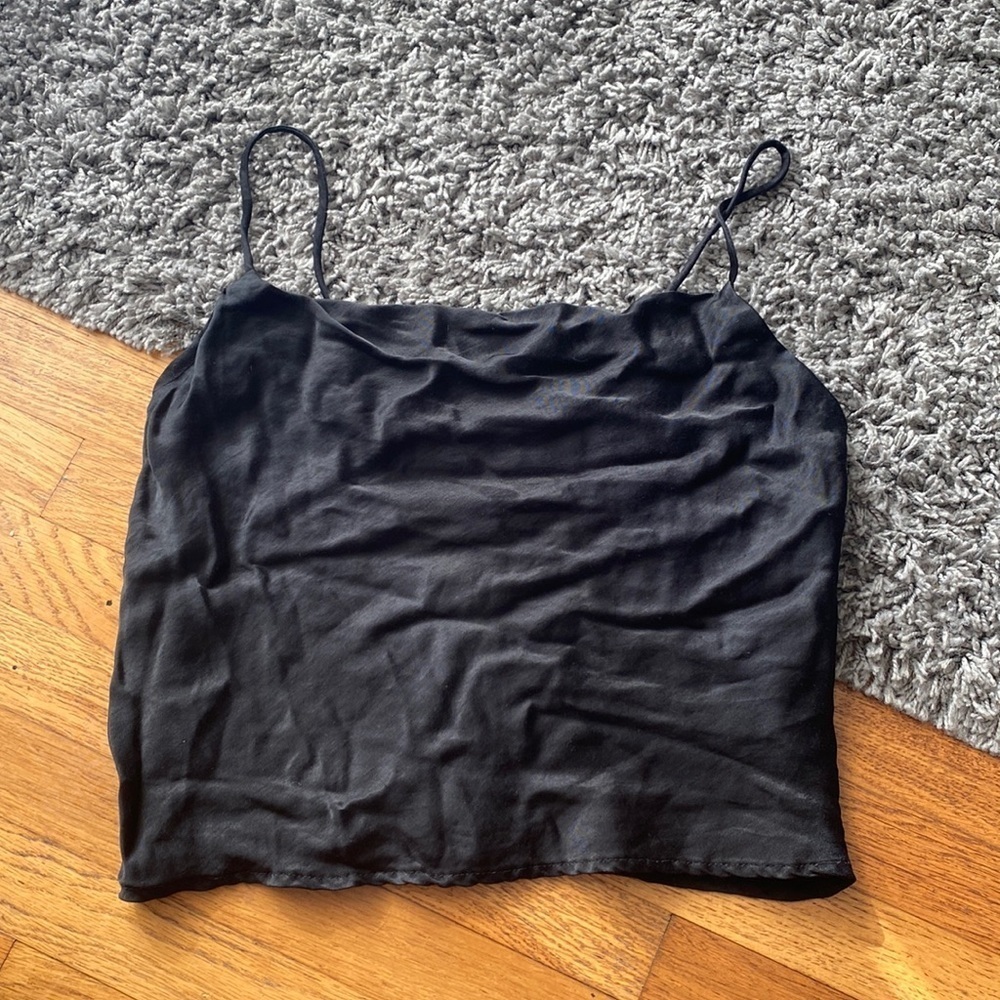 Zara Black Spaghetti Strap Dressy Crop Top Size Medium